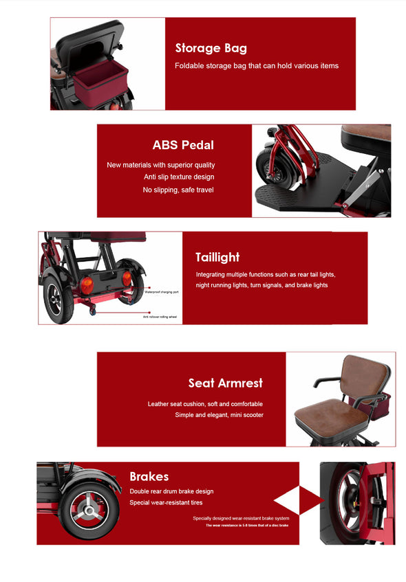 Z1 3-Wheel Electric Mobility Scooter Folding With 300W Front Motor