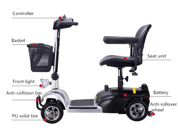 4 Wheel Folding Electric Mobility Scooter With One Seat Can Mobility Scooter For Elder